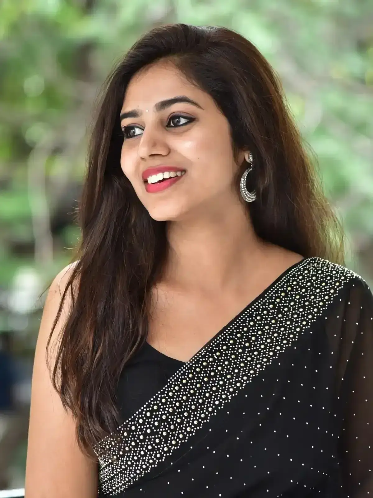 Vibhisha Jaanu in Black Saree at Rudram Kota Movie Success Meet